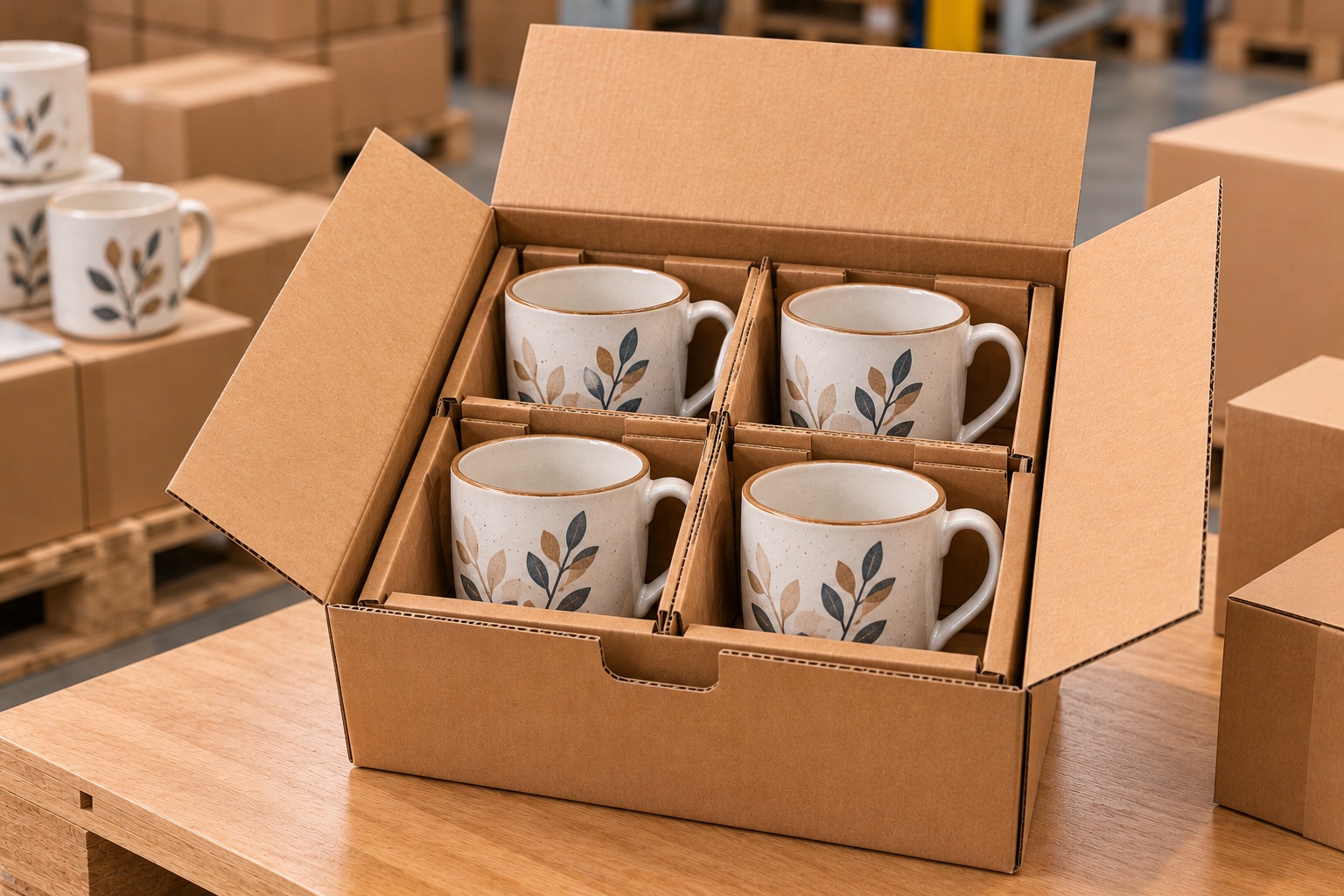Ceramic products protected inside cardboard packaging