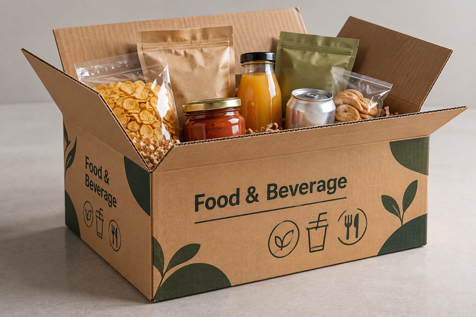 Beverage cans protected inside a cardboard shipping box